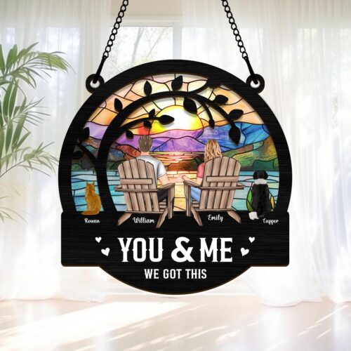 Anniversary Suncatcher Gift for Husband Wife Couple - You And Me We Got It Window Decor image 0