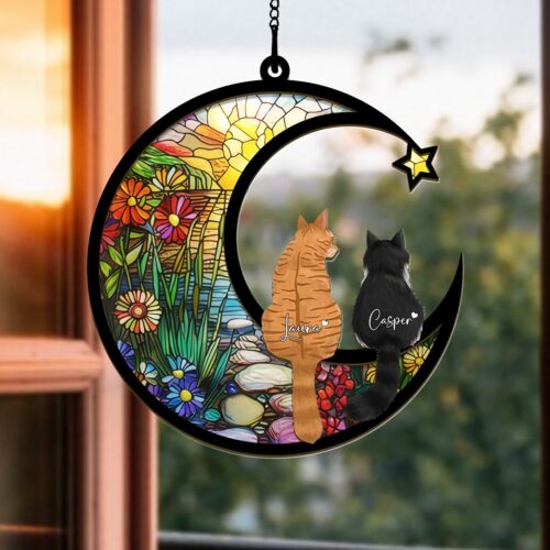 Cat Memorial Suncatcher Ornament - Pet Loss Sympathy Gift for Cat Lovers - Housewarming Window Decor image 0