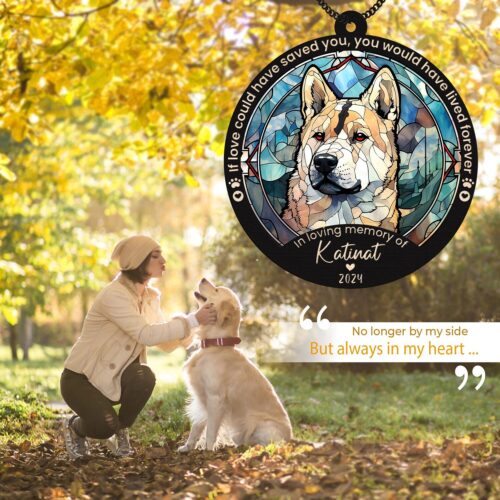 Personalized Akita Dog Suncatcher Dog Memorial Ornament Dog Bereavement Gift Akita Dog Lover Loss Dog Mom Gifts Pet Remembrance Gift image 1