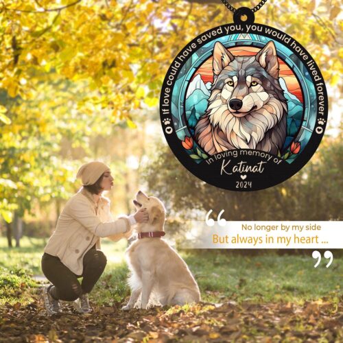 Personalized Alaskan Malamute Dog Memorial Suncatcher Ornament - Pet Bereavement Gift for Dog Lovers image 1