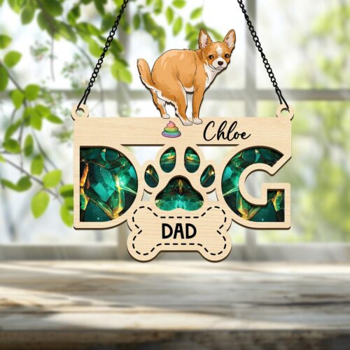 Personalized Funny Dog Dad Suncatcher Ornament - Dog Memorial & Dog Lover Gift image 0