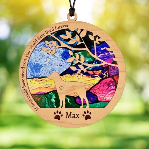 Personalized Dog Memorial Suncatcher - Custom Dog Loss Gift with Breed Name and Date image 0