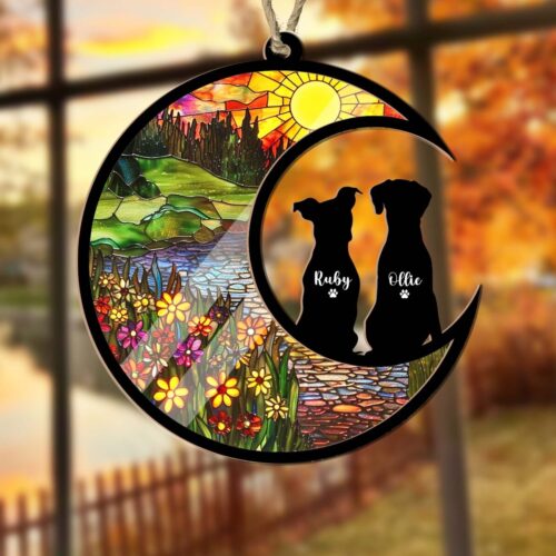 Personalized Dog Memorial Suncatcher | Pet Loss Sympathy Gift | Window Hanging Decor for Pets image 0