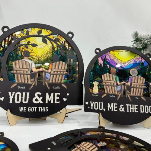 Custom Couple Wedding Anniversary Gift | You and Me Suncatcher Keepsake for Spouse or Pet Parents image 0