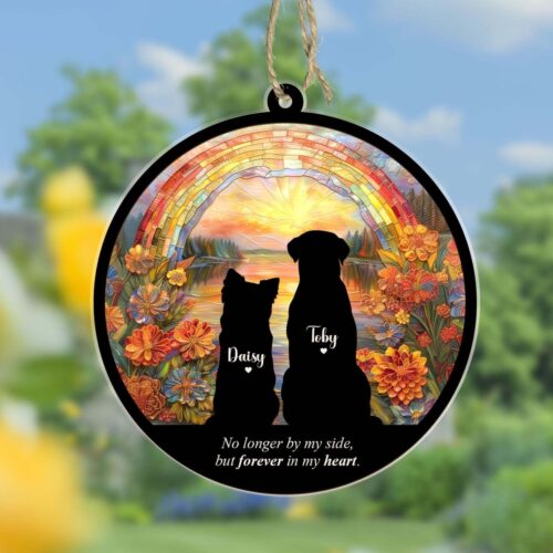 Custom Dog Memorial Suncatcher | Personalized Pet Loss Gift | Pet Sympathy Suncatcher image 0