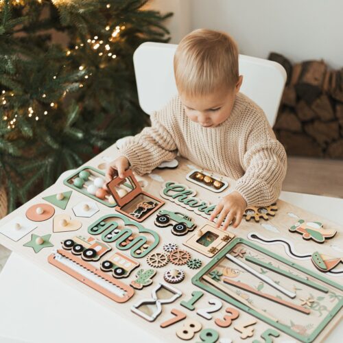 Extra Large Montessori Busy Board with Stand for 1-3 Year Olds - Sensory Educational Toy image 0