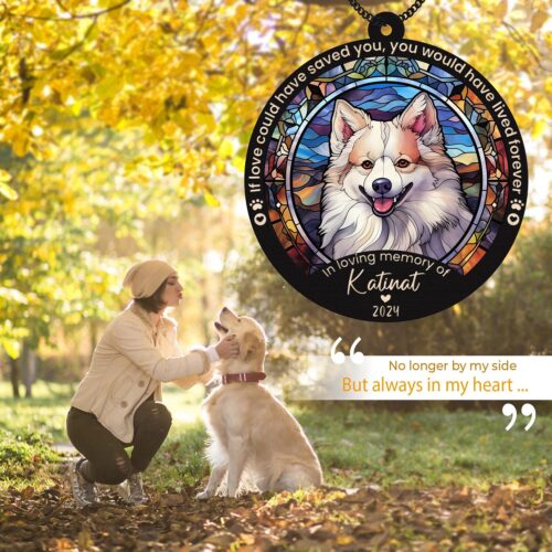 Personalized Alaskan Malamute Suncatcher Memorial Ornament | Dog Bereavement Gift for Dog Lovers image 1