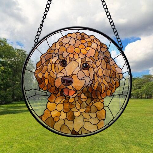 Custom Dog Portrait Stained Glass Suncatcher | Pet Memorial Ornament | Dog Lover Gift image 0