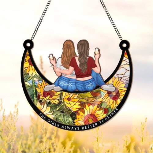 Personalized Best Friend Suncatcher Gift | Custom Bestie Window Hanging | Friendship Birthday Gift image 0