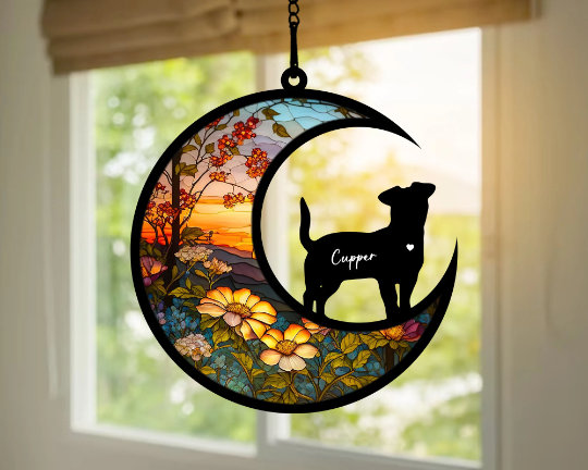 Custom Pet Memorial Suncatcher - Engraved Dog Breed Sympathy Gift for Dog Lovers image 0