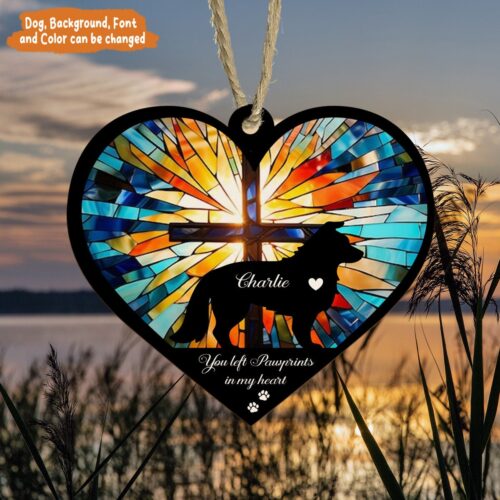 Personalized Dog Memorial Suncatcher | Loss of Dog Sympathy Gift | Remembrance Window Hanging image 0