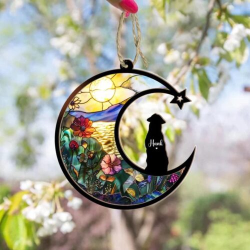 Custom Pet Memorial Suncatcher | Personalized Cat Loss Sympathy Gift | Handmade Pet Remembrance Decor image 1