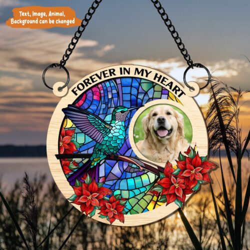 Custom Photo Pet Memorial Suncatcher | Personalized Window Hanging Ornament | Sympathy Gift image 0