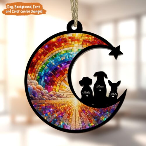 Personalized Dog Loss Sympathy Gift - Memorial Suncatcher - Rainbow Bridge Pet Remembrance image 0