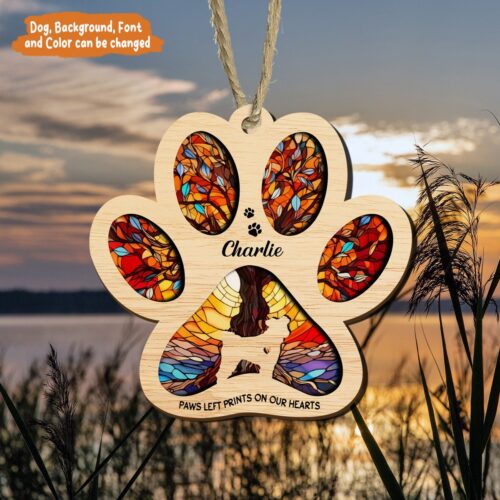 Personalized Tree Of Life Dog Memorial Gifts | Paw Print Suncatcher | Dog Remembrance Gifts image 0