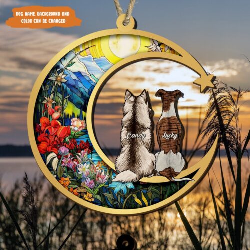 Personalized Dog Memorial Suncatcher | Custom Dog Portrait & Remembrance Gift | Pet Loss Sympathy image 0