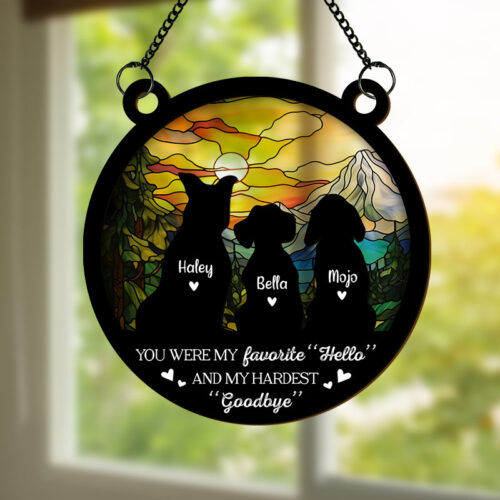 Personalized Dog Memorial Suncatcher - Pet Loss Sympathy Gifts - Pet Memorial Keepsake image 0