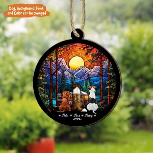 Personalized Dog Memorial Suncatcher - Custom Dog Breed Ornament - Pet Loss Sympathy Gift image 0