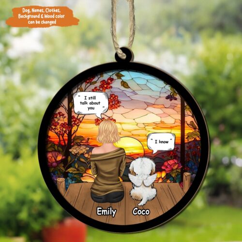 Personalized Dog Memorial Suncatcher | Pet Loss Sympathy Gift for Dog Lovers | Memorial Gift Idea image 0