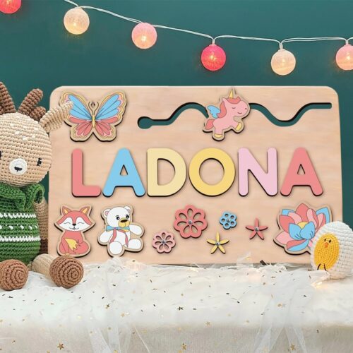 Personalized Montessori Busy Board - Sensory Activity Wooden Toy for Toddlers - Ideal Birthday or Baby Shower Gift image 0